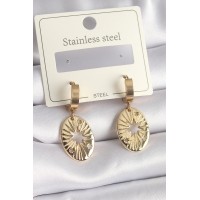 316L Çelik Gold Renk Kutup Yıldız İşleme Kadın Küpe TJ-BKP9696