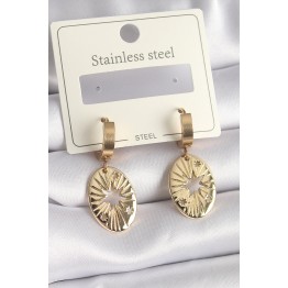 316L Çelik Gold Renk Kutup Yıldız İşleme Kadın Küpe TJ-BKP9696