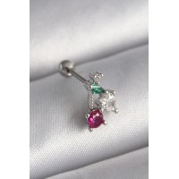 316L Çelik Gümüş Renk Zirkon Taşlı Tragus Piercing TJ-PR1227