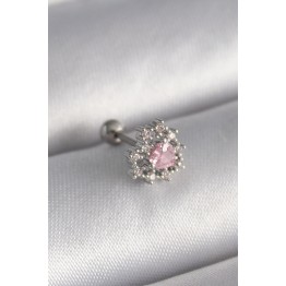 316L Çelik Gümüş Renk Zirkon Taşlı Kalp Tragus Piercing TJ-PR1231