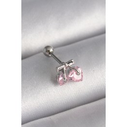 316L Çelik Gümüş Renk Pembe Zirkon Taşlı Kalp Tragus Piercing TJ-PR1235