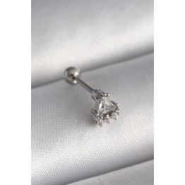 316L Çelik Gümüş Renk Üçgen Zirkon Taşlı Tragus Piercing TJ-PR1239