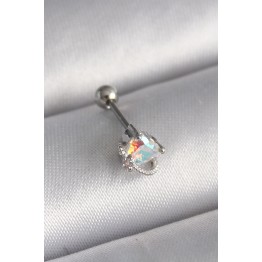 316L Çelik Gümüş Renk Zirkon Taşlı Kalp Tragus Piercing TJ-PR1243