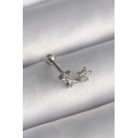 316L Çelik Gümüş Renk Zirkon Taşlı Yıldız Tragus Piercing TJ-PR1245