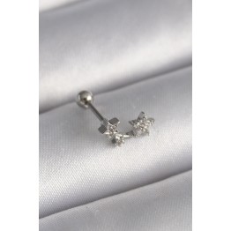 316L Çelik Gümüş Renk Zirkon Taşlı Yıldız Tragus Piercing TJ-PR1245
