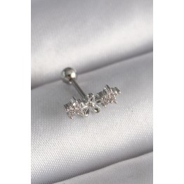 316L Çelik Gümüş Renk Zirkon Taşlı Çiçek Tragus Piercing TJ-PR1247