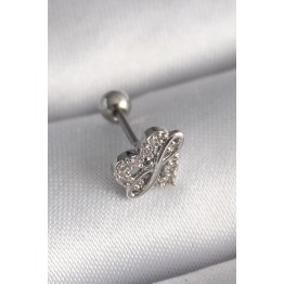 316L Çelik Gümüş Renk Zirkon Taşlı Sonsuzluk Detay Tragus Piercing TJ-PR1249