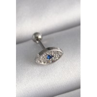 316L Çelik Gümüş Renk Zirkon Taşlı Göz Tragus Piercing TJ-PR1253