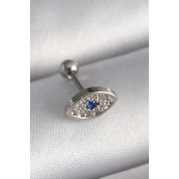 316L Çelik Gümüş Renk Zirkon Taşlı Göz Tragus Piercing TJ-PR1253