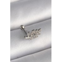 316L Çelik Gümüş Renk Zirkon Taşlı Dal Tragus Piercing TJ-PR1259