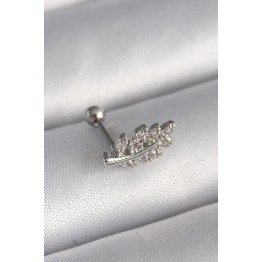 316L Çelik Gümüş Renk Zirkon Taşlı Dal Tragus Piercing TJ-PR1259