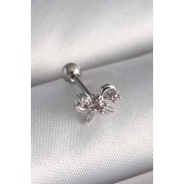 316L Çelik Gümüş Renk Zirkon Taşlı Kurdele Tragus Piercing TJ-PR1265