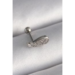 316L Çelik Gümüş Renk Zirkon Taşlı Kanat Tragus Piercing TJ-PR1269