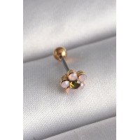 316L Çelik Gold Renk Zirkon Taşlı Çiçek Tragus Piercing TJ-PR1276