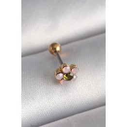 316L Çelik Gold Renk Zirkon Taşlı Çiçek Tragus Piercing TJ-PR1276