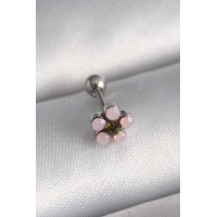 316L Çelik Gümüş Renk Zirkon Taşlı Çiçek Tragus Piercing TJ-PR1277