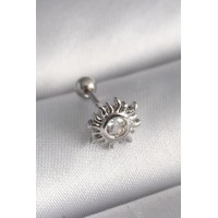 316L Çelik Gümüş Renk Zirkon Taşlı Güneş Tragus Piercing TJ-PR1279