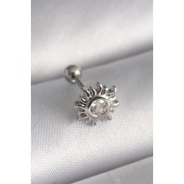 316L Çelik Gümüş Renk Zirkon Taşlı Güneş Tragus Piercing TJ-PR1279