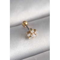 316L Çelik Gold Renk Zirkon Taşlı Çiçek Model Tragus Piercing TJ-PR1282