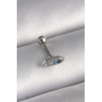 316L Çelik Gümüş Renk Mavi Zirkon Taşlı Tragus Piercing TJ-PR1285