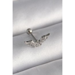 316L Çelik Gümüş Renk Zirkon Taş Detay Kanat Model Tragus Piercing TJ-PR1291