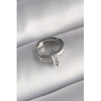 316L Çelik Gümüş Renk Zirkon Taşlı Tragus Piercing TJ-PR1307