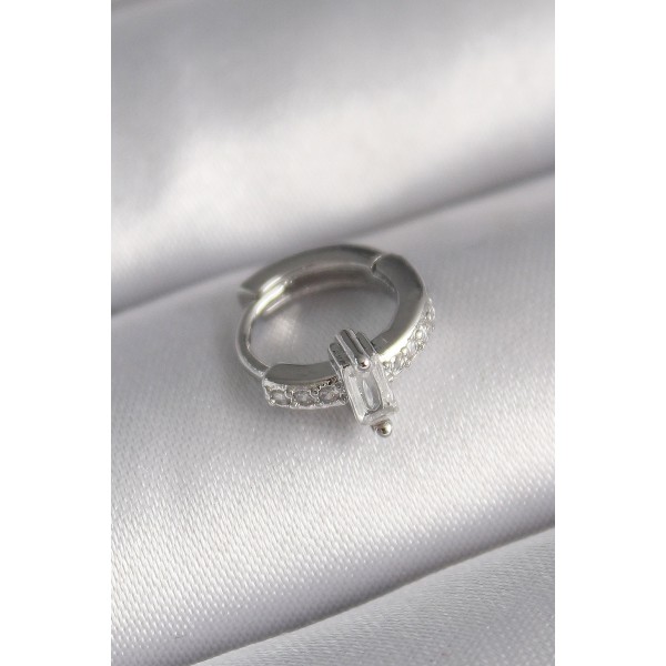 316L Çelik Gümüş Renk Zirkon Taşlı Tragus Piercing TJ-PR1307