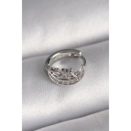 316L Çelik Gümüş Renk Zirkon Taşlı Ay Yıldız Model Tragus Piercing TJ-PR1323