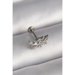316L Çelik Gümüş Renk Dal Model Zirkon Taş Detaylı Tragus Piercing TJ-PR1343