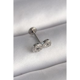 316L Çelik Gümüş Renk Zirkon Taşlı Sonsuzluk Model Tragus Piercing TJ-PR1345