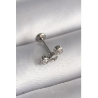 316L Çelik Gümüş Renk Zirkon Taşlı Tragus Piercing TJ-PR1349