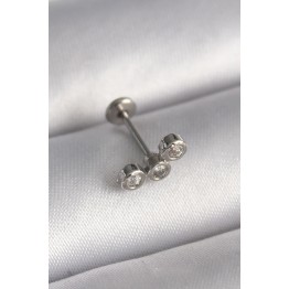 316L Çelik Gümüş Renk Zirkon Taşlı Tragus Piercing TJ-PR1349