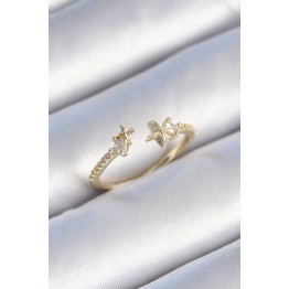 Pirinç Gold Renk Zirkon Taş Detay Yıldız Model Kadın Yüzük TJ-BYK3446