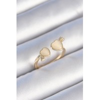 Pirinç Gold Renk Beyaz Mineli Kalp Model Kadın Yüzük TJ-BYK3472