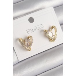 Pirinç Gold Renk Zirkon Taşlı Kalp Model Kadın Küpe TJ-BKP9760