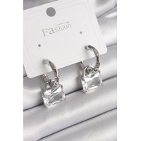 Pirinç Gümüş Renk Sallantı Zirkon Taşlı Çanta Model Kadın Küpe TJ-BKP9769