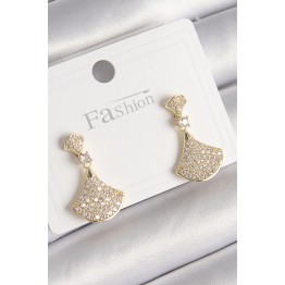 Pirinç Gold Renk Zirkon Taşlı Motif Model Kadın Küpe TJ-BKP9778
