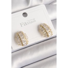 Pirinç Gold Renk Zirkon Taşlı Kaplumbağa Kabuğu Model Kadın Küpe TJ-BKP9788