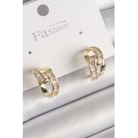 Pirinç Gold Renk Zirkon Taşlı Zincir Model Kadın Küpe TJ-BKP9794