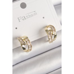 Pirinç Gold Renk Zirkon Taşlı Zincir Model Kadın Küpe TJ-BKP9794