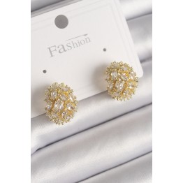 Pirinç Gold Renk Zirkon Taşlı Kadın Küpe TJ-BKP9796