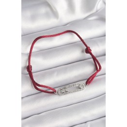 Kırmızı İpli Asansörlü Zirkon Taşlı Gümüş Messika Model Kadın Bileklik TJ-BB6582