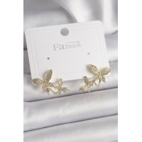 Pirinç Gold Renk Zirkon Taşlı Model Kadın Küpe TJ-BKP9838