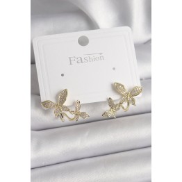 Pirinç Gold Renk Zirkon Taşlı Model Kadın Küpe TJ-BKP9838