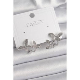 Pirinç Gümüş Renk Zirkon Taşlı Model Kadın Küpe TJ-BKP9839