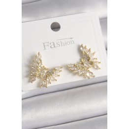 Pirinç Gold Renk Zirkon Taşlı Model Kadın Küpe TJ-BKP9907