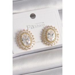 Pirinç Gold Renk Zirkon Taşlı Kadın Küpe TJ-BKP9925