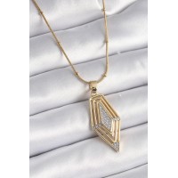 316L Çelik Gold Renk Zirkon Taşlı Vintage Model Kadın Kolye TJ-BKO9517