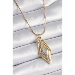 316L Çelik Gold Renk Zirkon Taşlı Vintage Model Kadın Kolye TJ-BKO9517