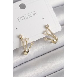 Pirinç Gold Renk Zirkon Taşlı Kadın Küpe TJ-BKP9963